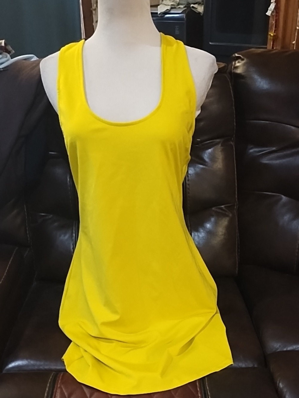 Yellow Scoop Neck Cut Out Tank Dress